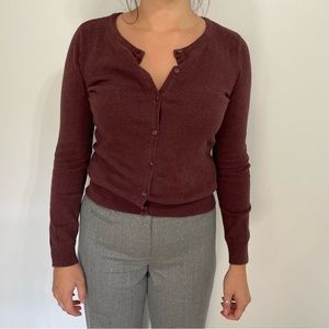 H&M Maroon Button Up Cardigan